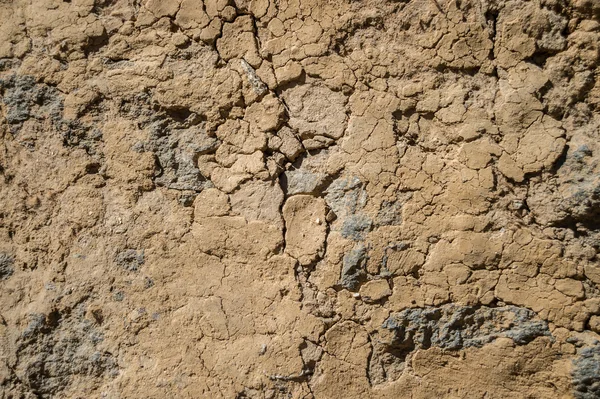 Gebarsten modder muur in de Himalaya-regio, Nepal — Stockfoto