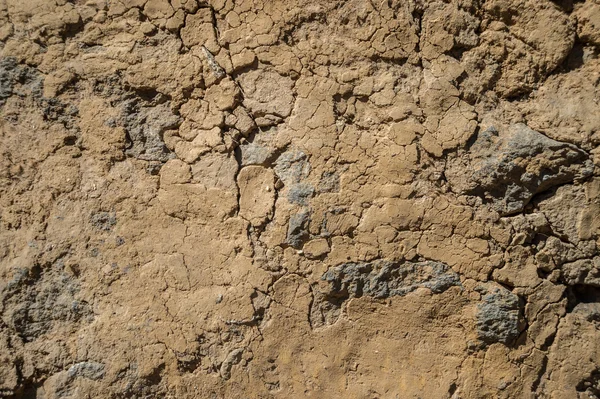 Gebarsten modder muur in de Himalaya-regio, Nepal — Stockfoto