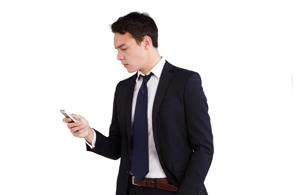 Cep telefonu görünümlü genç beyaz iş adamı