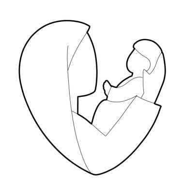 Çocuk ikonu çizimiyle Kutsal Meryem Ana. Simge veya sembol 