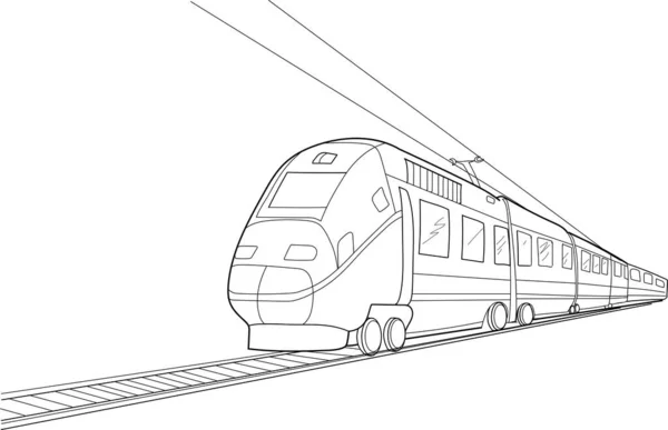 Dibujo Para Colorear Tren Ilustración Para Los Niños — Vector de stock