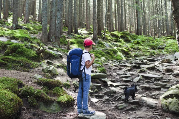 Pojken i skogen — Stockfoto