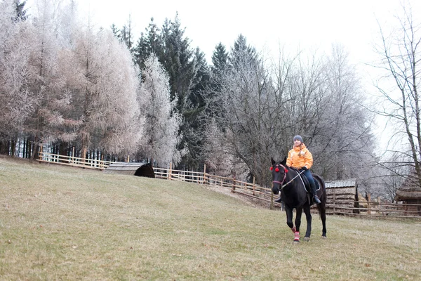 Fille et cheval — Photo