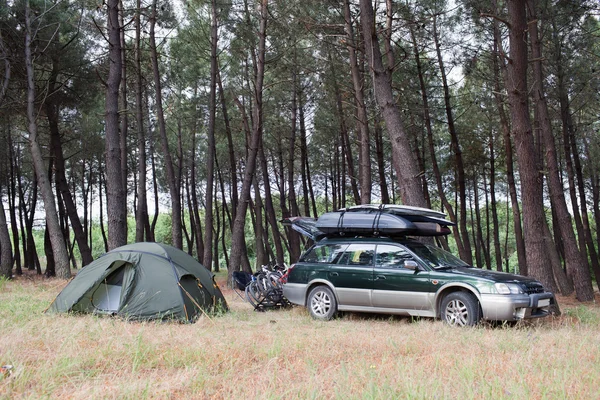 森でのキャンプ テント — ストック写真
