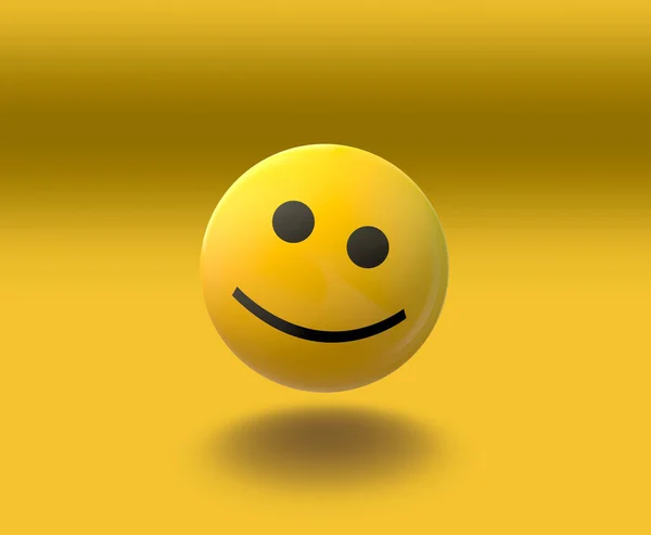 背景を持つ3D黄色の笑顔ボール 黄色の塗料の笑顔の絵文字アイコン — ストック写真