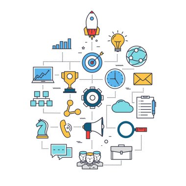 Strateji başlangıç iş projesi, analytics ve beyin fırtınası, başarı kavramı.