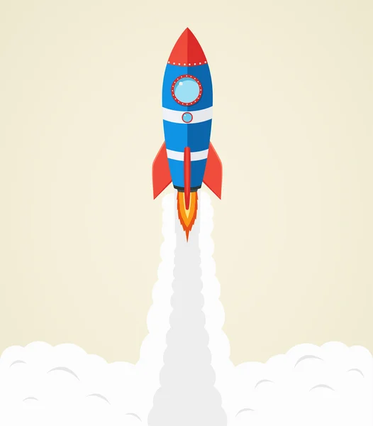 Rocket launch into space. Startup concept. — Stock Vector