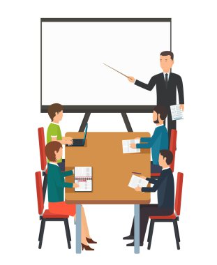 İş sunumu için çalışan, atölye, grubu ana sınıfı.