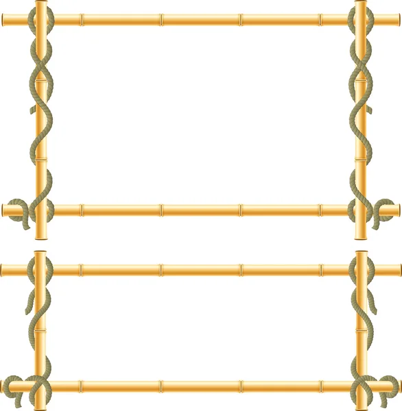 Houten frame van bamboestokken gehuld in touw. — Stockvector