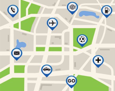  Mobile Gps navigasyon harita konumu harita üzerinde toplu iğne işaretçisi ile sanal gerçeklik.