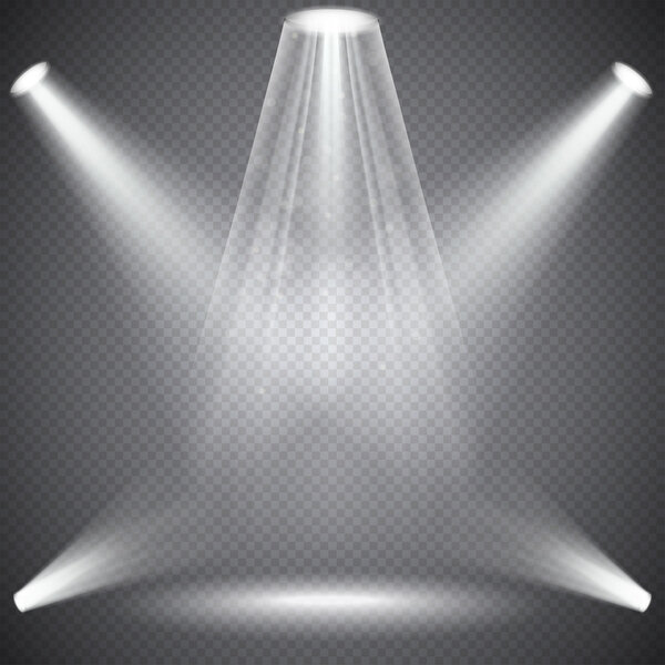 Scene illumination with light effects, transparent effects on a plaid dark  background. Bright lighting with spotlights.