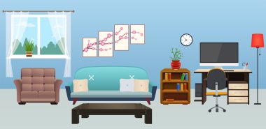 İç oturma odası mobilya ile. Koltuk sehpa, com ile