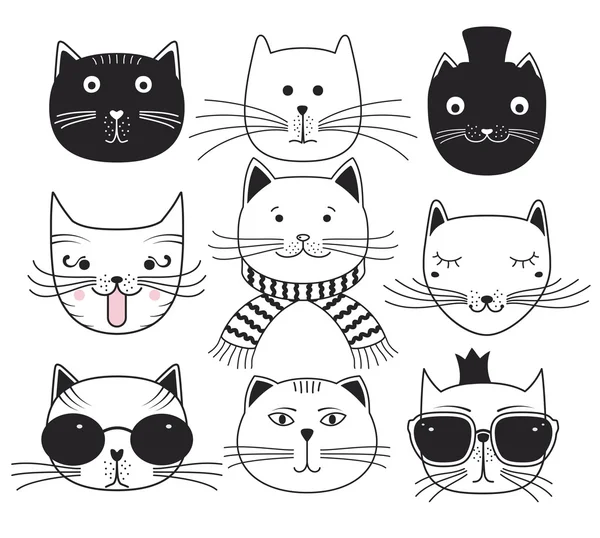 Belle teste di gatto. Set avatar animali domestici . — Vettoriale Stock