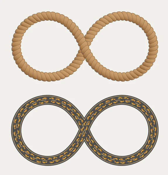 Symbole d'infini dans la forme corde et routes. Symbole d'infini. Roa — Image vectorielle