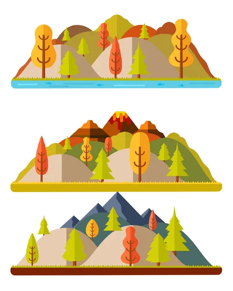 Otoño paisajes naturales, colinas y montañas. Paisaje natural — Vector de stock