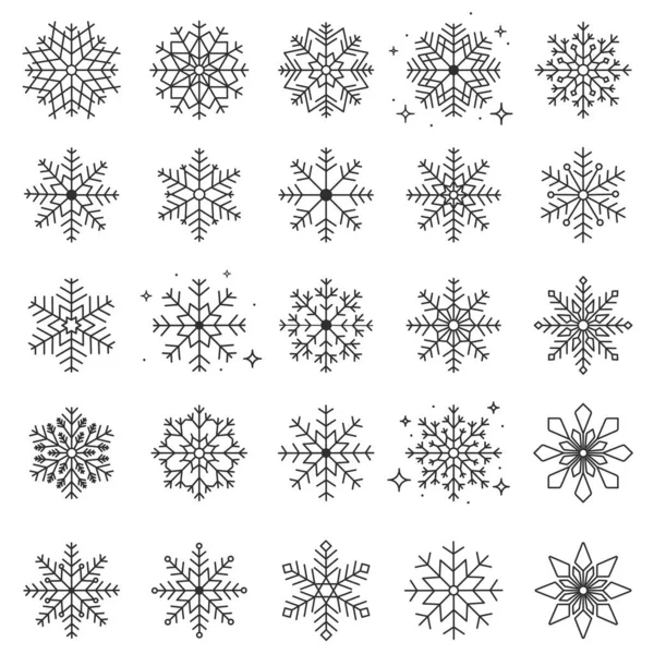 Set Snowflakes Different Shapes Forms White Background Mobile Devices Websites —  Vetores de Stock