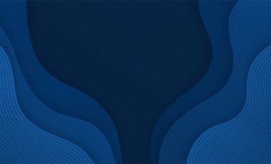 Dalgalı mavi arkaplan ve çizgiler. Kıvrımları hareket ettiren soyut geometrik bileşim.
