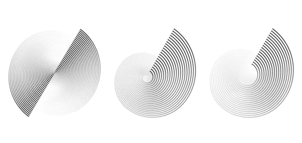 Ritmo Circular Ondas Sonoras Espirales Líneas Sobre Fondo Blanco — Vector de stock