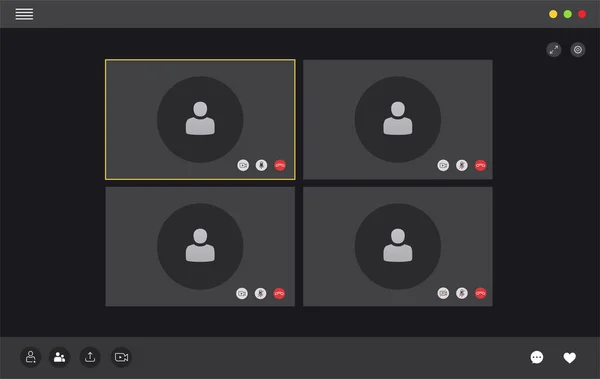 Videokonferenzschnittstelle Benutzer Videoanruffenster Konzept Der Sozialen Fernkommunikation — Stockvektor
