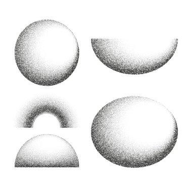 Gradient circles pattern halftone round elements black noise points. clipart