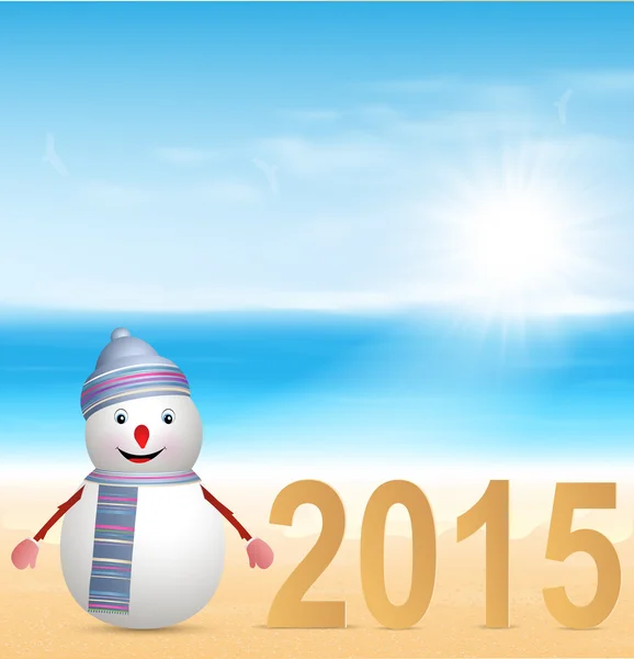 Νέο έτος 2015 φόντο με έναν χιονάνθρωπο. — Διανυσματικό Αρχείο