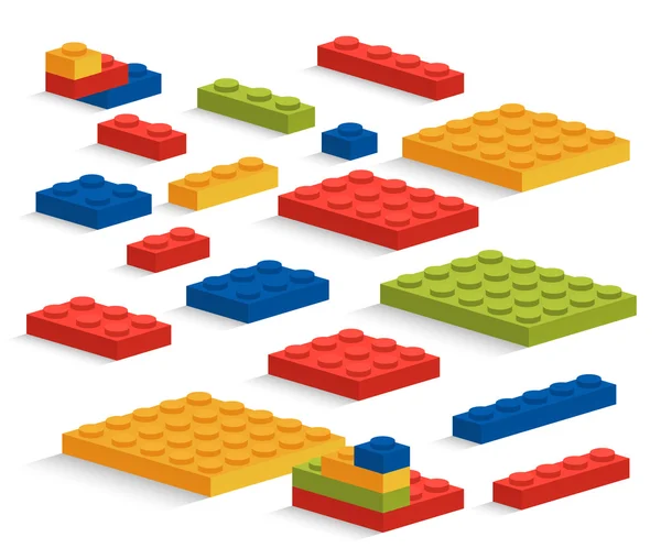 Conjunto de peças de plástico Lego ou construtor — Vetor de Stock