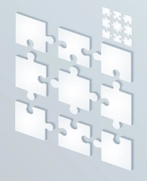 Кусочки плоских бумажных головоломок. Бизнес-концепция, шаблон, макет , — стоковый вектор