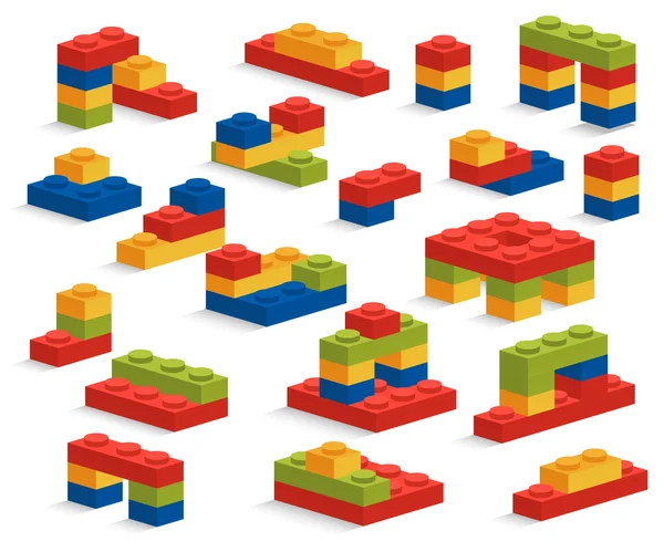 Conjunto de diferentes peças de plástico ou construtor —  Vetores de Stock