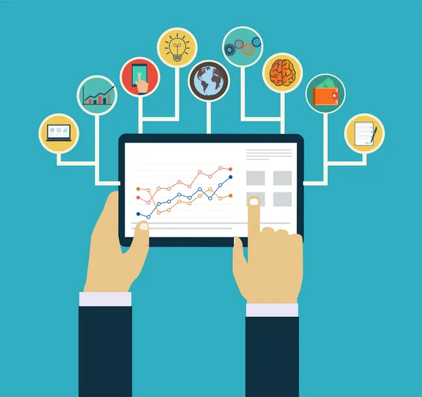 Business management concept, Interaction hands using mobile apps Royalty Free Stock Vectors