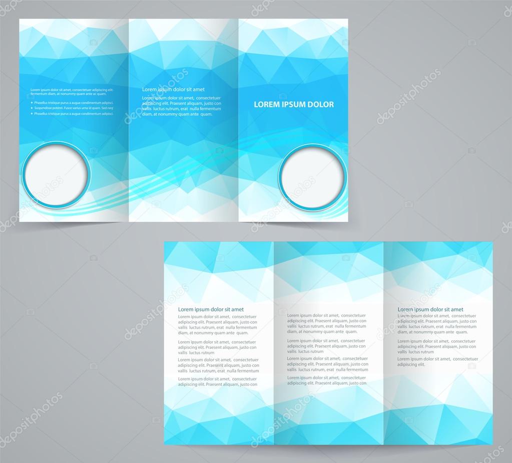Three fold business brochure template with triangles, corporate 