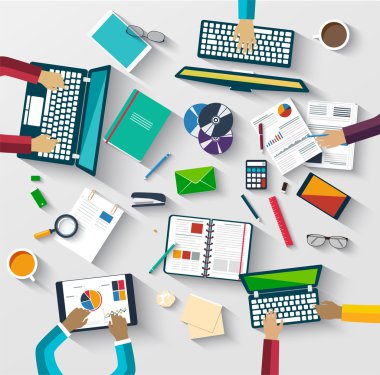 Tablo, iş stratejisi, istatistik, web analitik, ekip çalışması. 