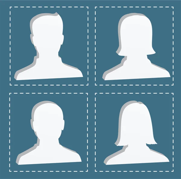 Persone profilo silhouette uomini e donne in stile piatto — Vettoriale Stock