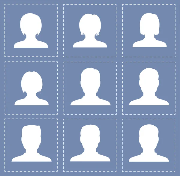 Ludzie profil sylwetki kobiet i mężczyzn w kolorze białym — Wektor stockowy