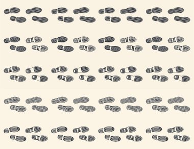 Set of  footprints shoes icon, horizontal traces man clipart