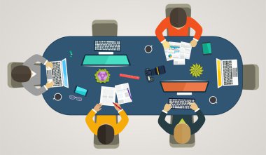 Online bilgisayarlar için takım çalışması. İş stratejisi, geliştirme pr