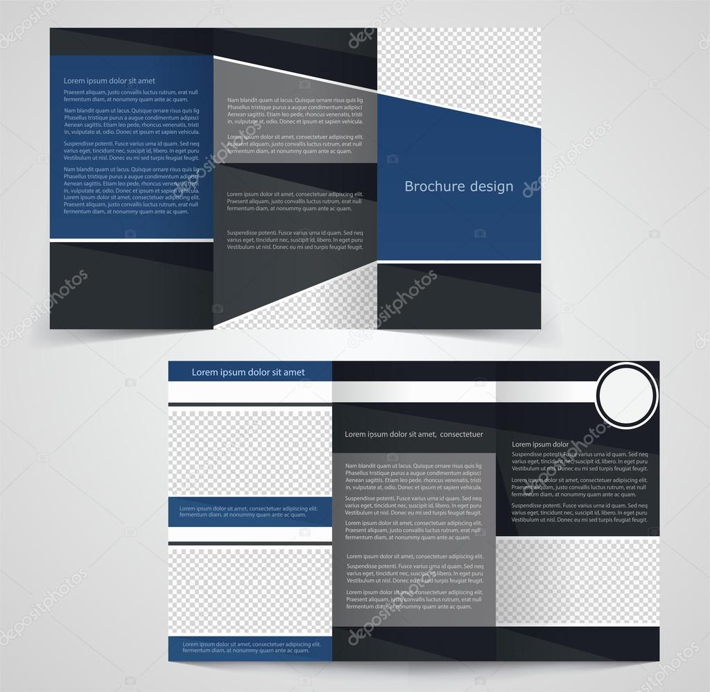 Tri-fold business brochure template, two-sided template design, 