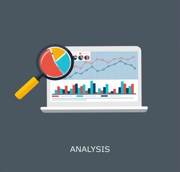 Web Analytics Information und Entwicklung Website-Statistik, Monitor mit dem Wachstumsindex — Stockvektor