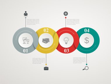 Soyut daireler parçaları Infographic adım adım yapısı ile. 