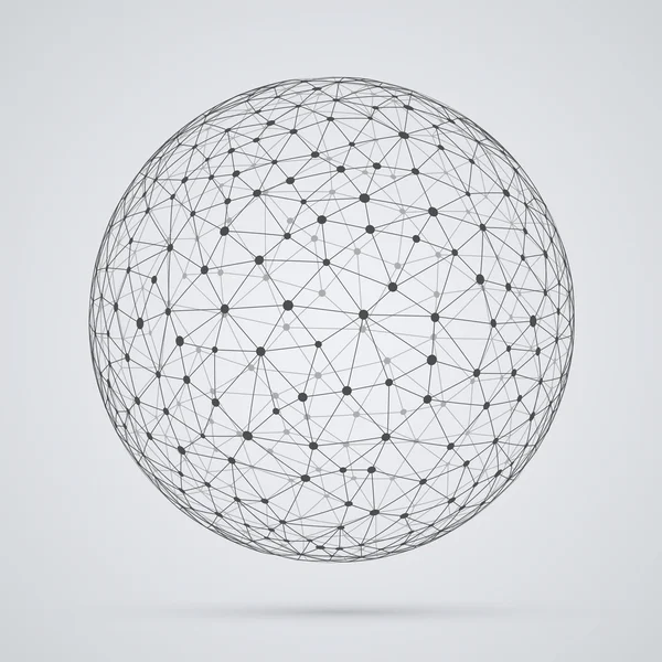 Global  network, sphere. Abstract geometric spherical shape with — Stock Vector