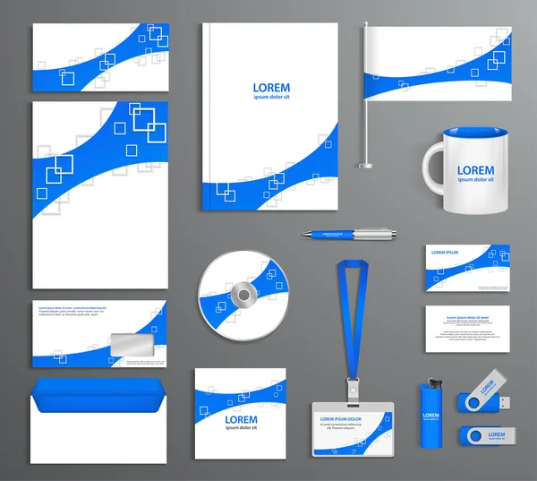 Plantilla de identificación corporativa azul, estilo de empresa, resumen de diseño el — Vector de stock