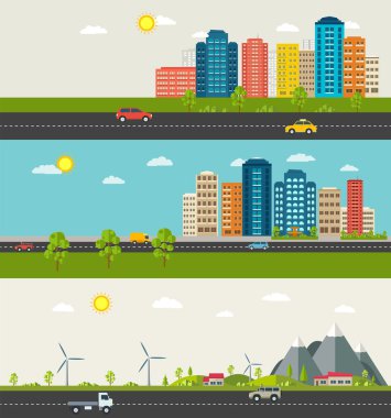 Banliyö ve kentsel peyzaj kümesi.