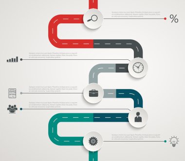 Yol Infographic zaman çizelgesi ile kutsal kişilerin resmi. Dikey yapısı