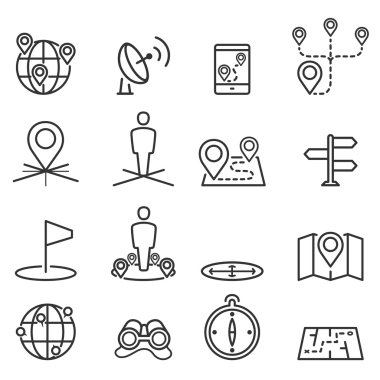 Map icons and location on terrain clipart