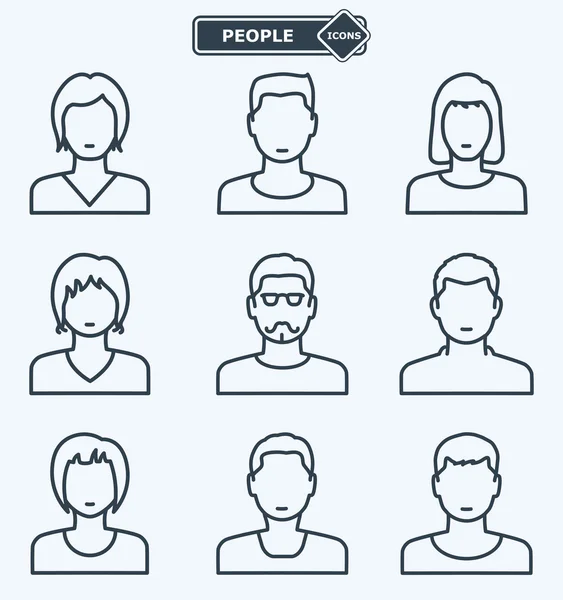 People icons, linear flat style — Wektor stockowy