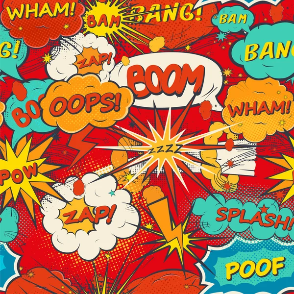Dikişsiz desen komik konuşma balonları pop sanat tarzı 