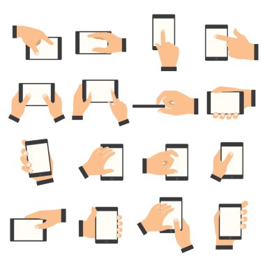 Dokunmatik ekranda el hareketi. Akıllı telefon veya ot holding eller