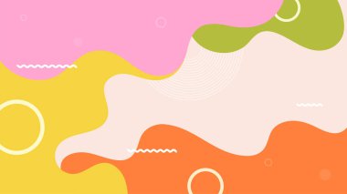 Wavy geometric pattern with lines and circles. Design with colorful waves.