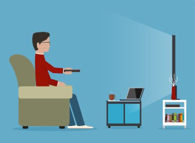 Adam kanepede günlük tablosu önce Tv izliyor