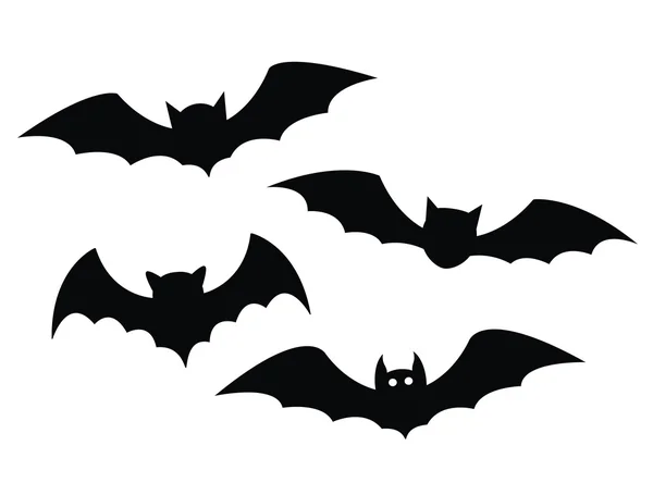设置在白色背景上的黑色蝙蝠 — 图库矢量图片