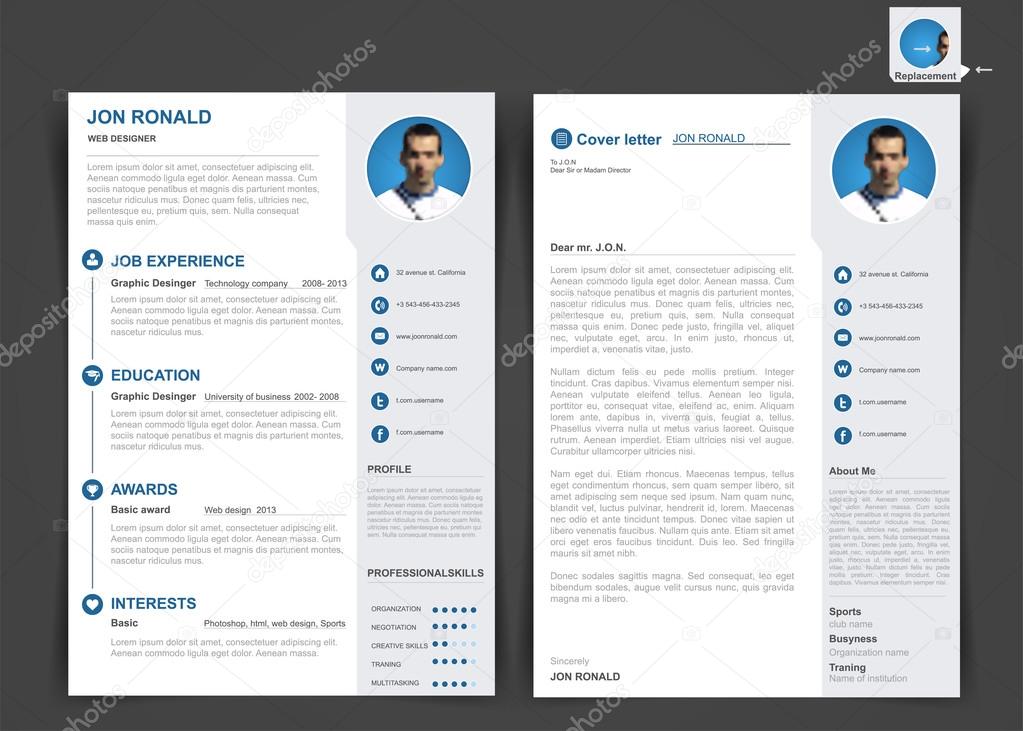 Professional cv, resume template of two pages